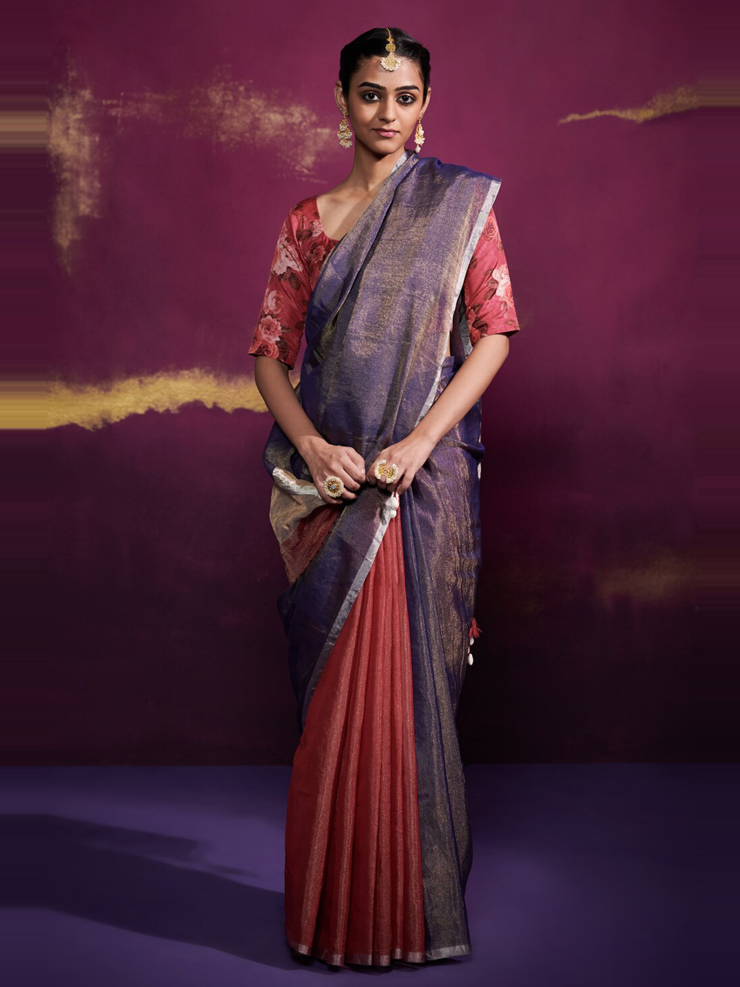 Dressfolk Zari Detailed Tissue Saree