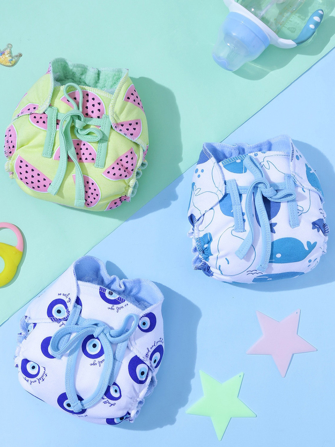 Snugkins Pack Of 3 Playtime Trio 100% Cotton New Age Nappies