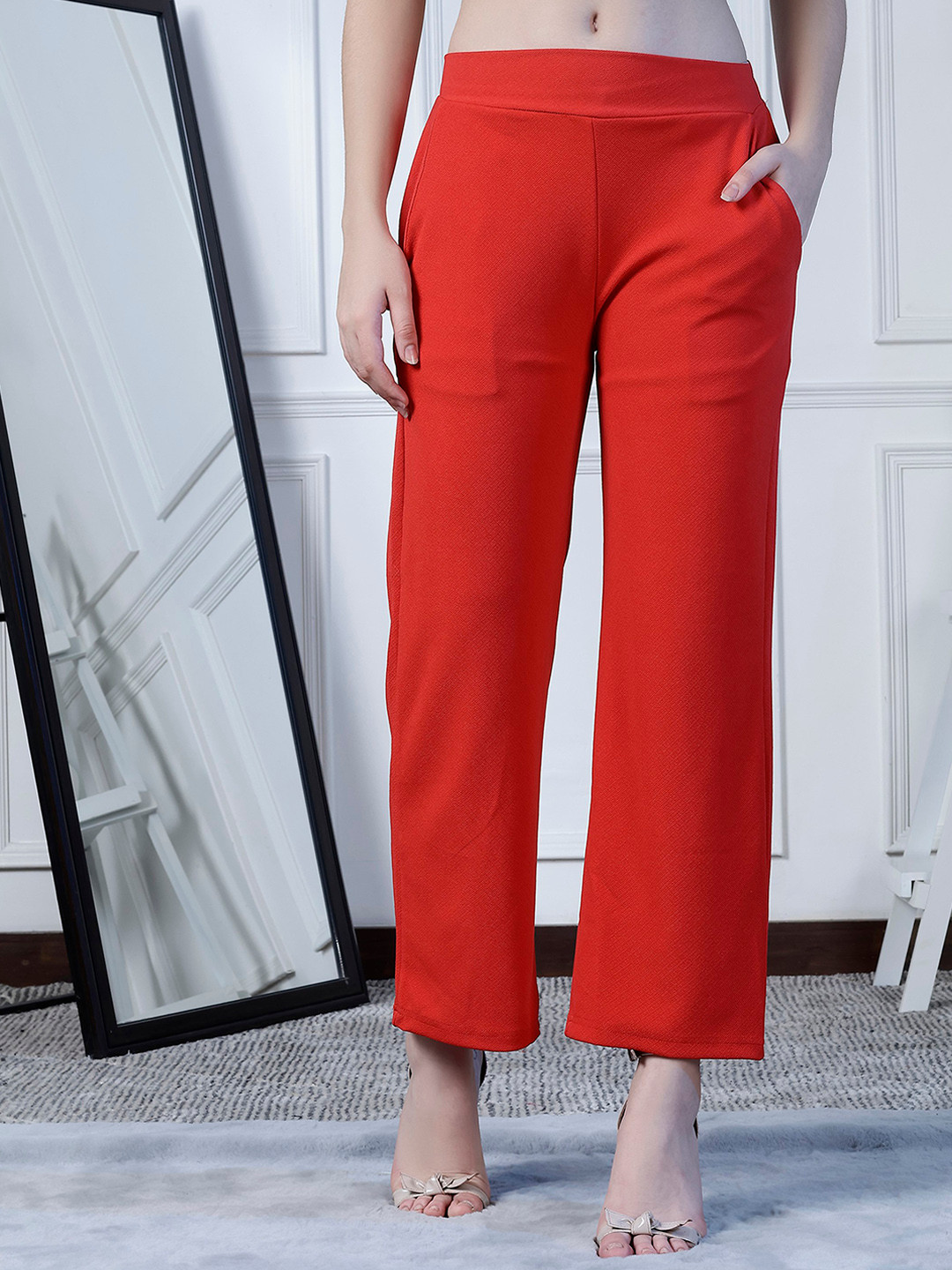 NEUDIS Women Smart Straight Fit Trousers