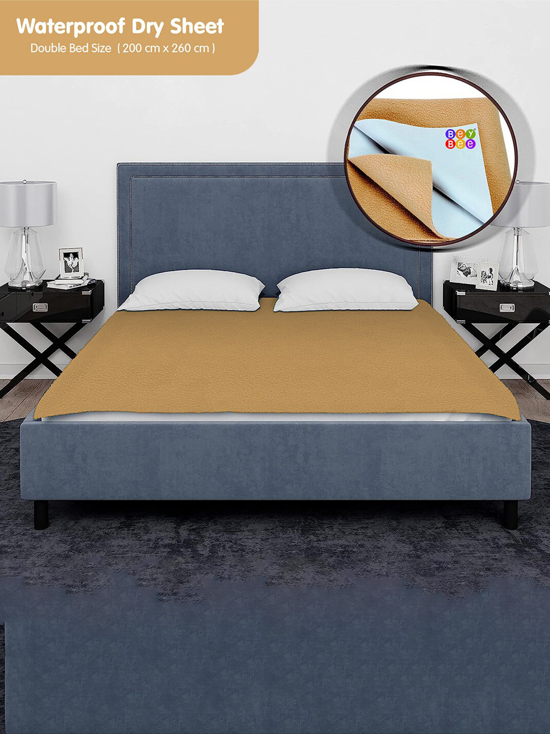 BeyBee Brown Cotton Waterproof Queen Size Mattress Protector