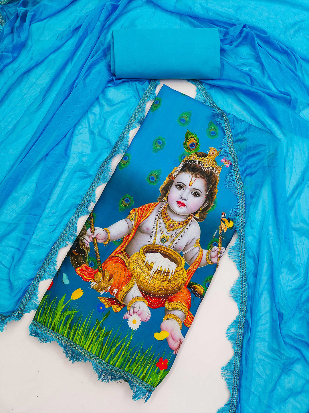 KALINI Graphic Printed Unstitched Dress Material