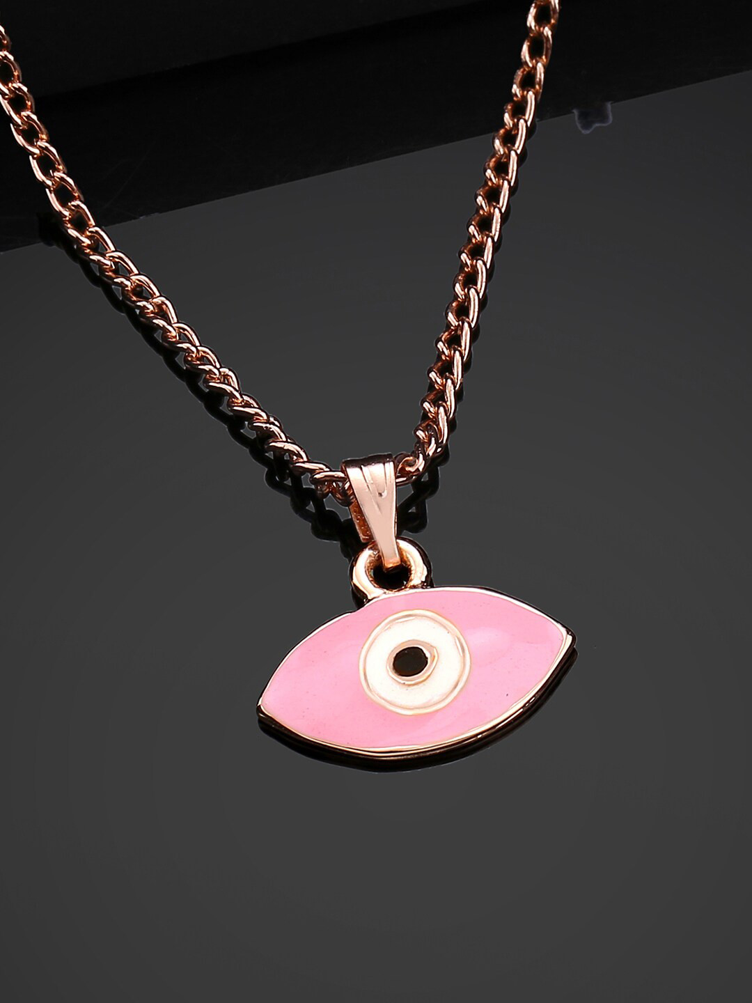 Estele Rose Gold-Plated Textured Pendant With Chain