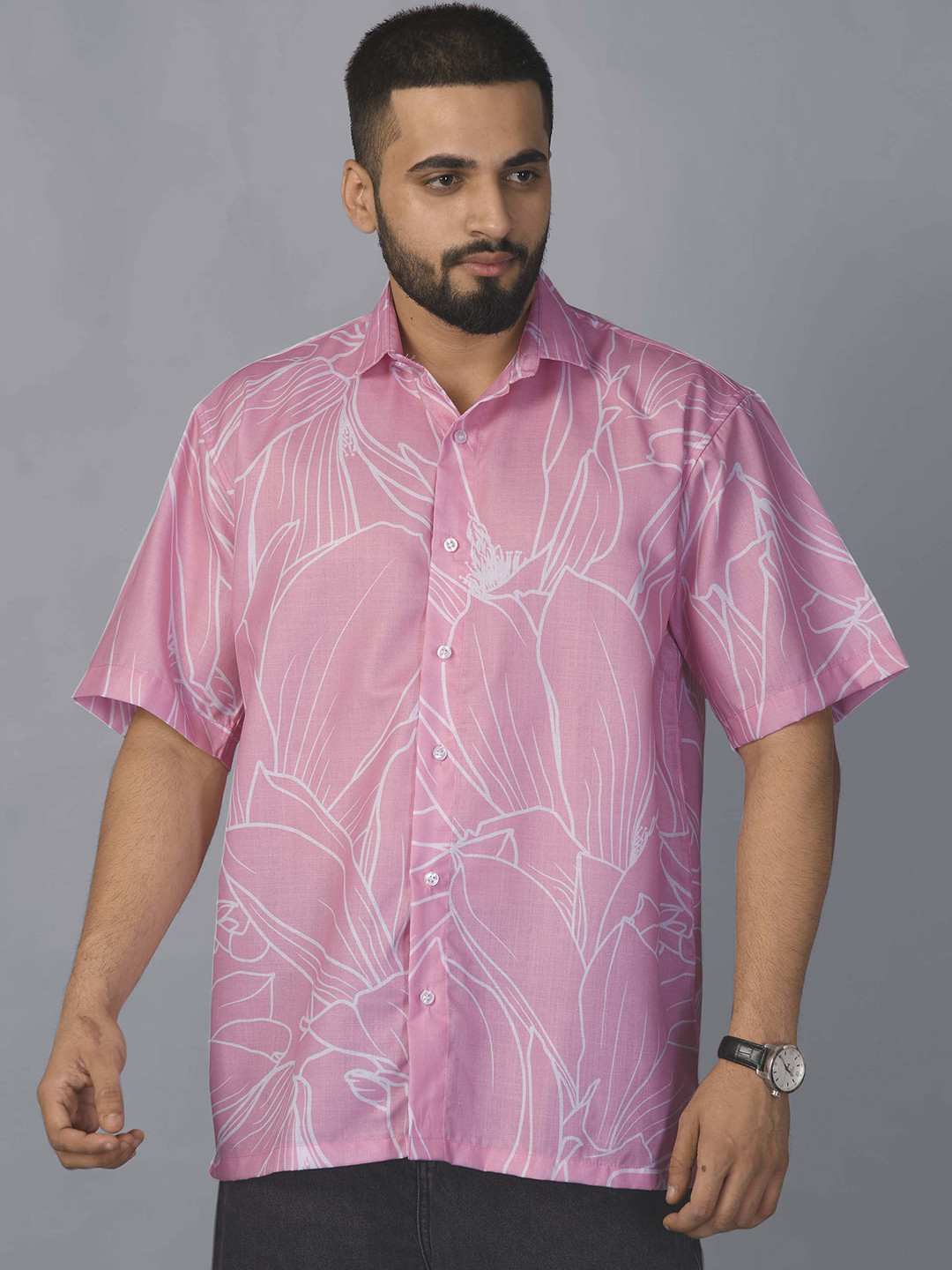 BROWN BROTHERS Pink Relaxed Floral Shirt