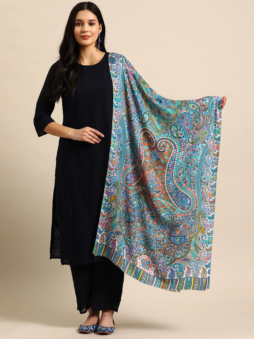 Sangria Paisley Printed Modal Stole