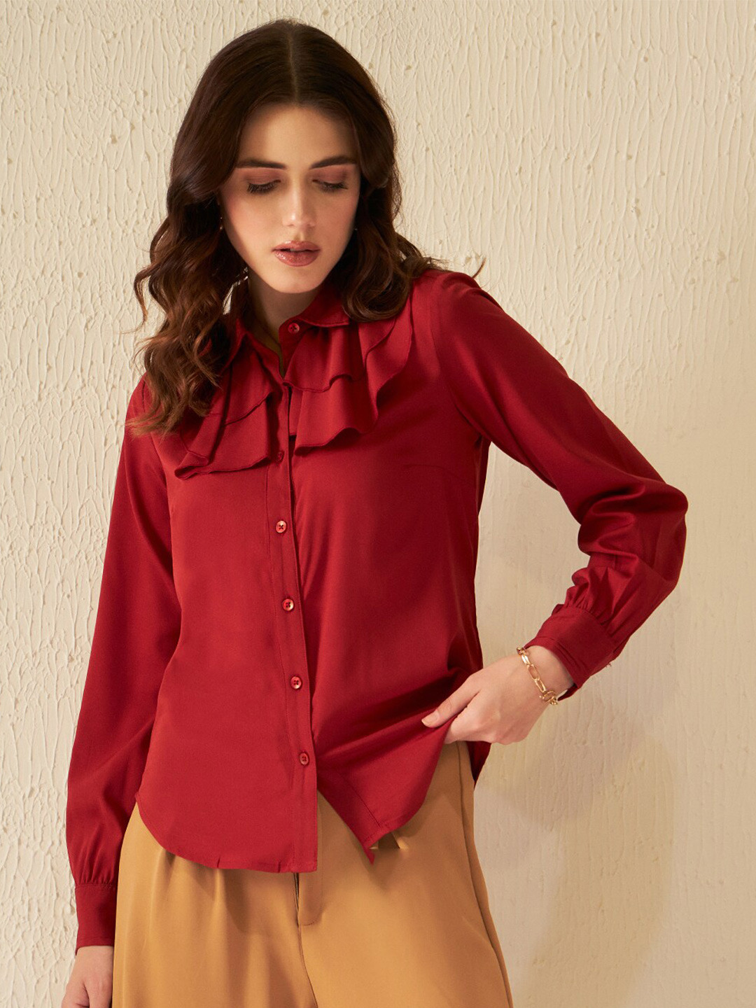 DENNISON Smart Ruffle Detail Casual Shirt