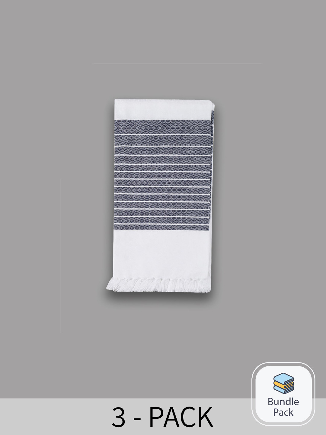 Ramraj Pack of 3 Pure cotton Striped Multicolor 150 GSM Bath Towels