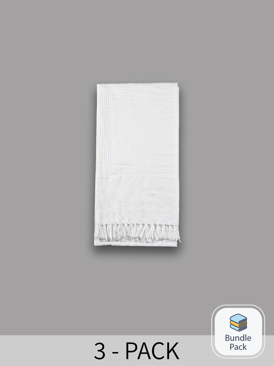 Ramraj Waffle Design Solid Cotton 150GSM Super Soft 3PCs Adult Regular Bath Towel-30x59In