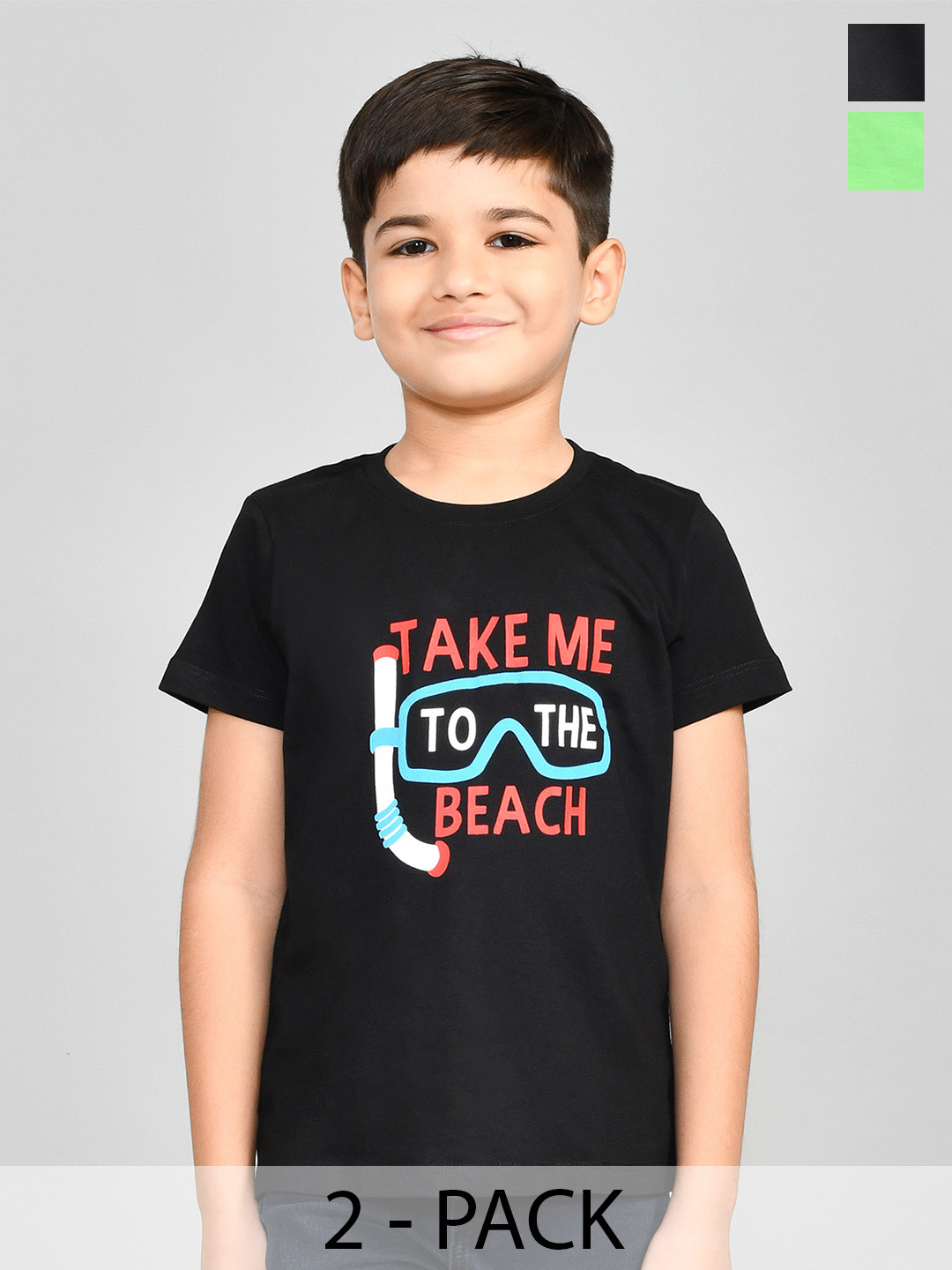 Lux Cozi Boys Pack Of 2 Printed Pure Cotton Casual T-shirts