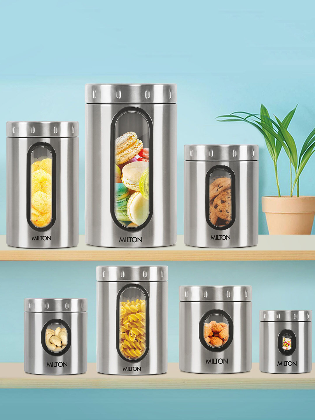 Milton Steel Crispy 2000 Silver Single Walled Stainless Steel Storage Jar 2 L