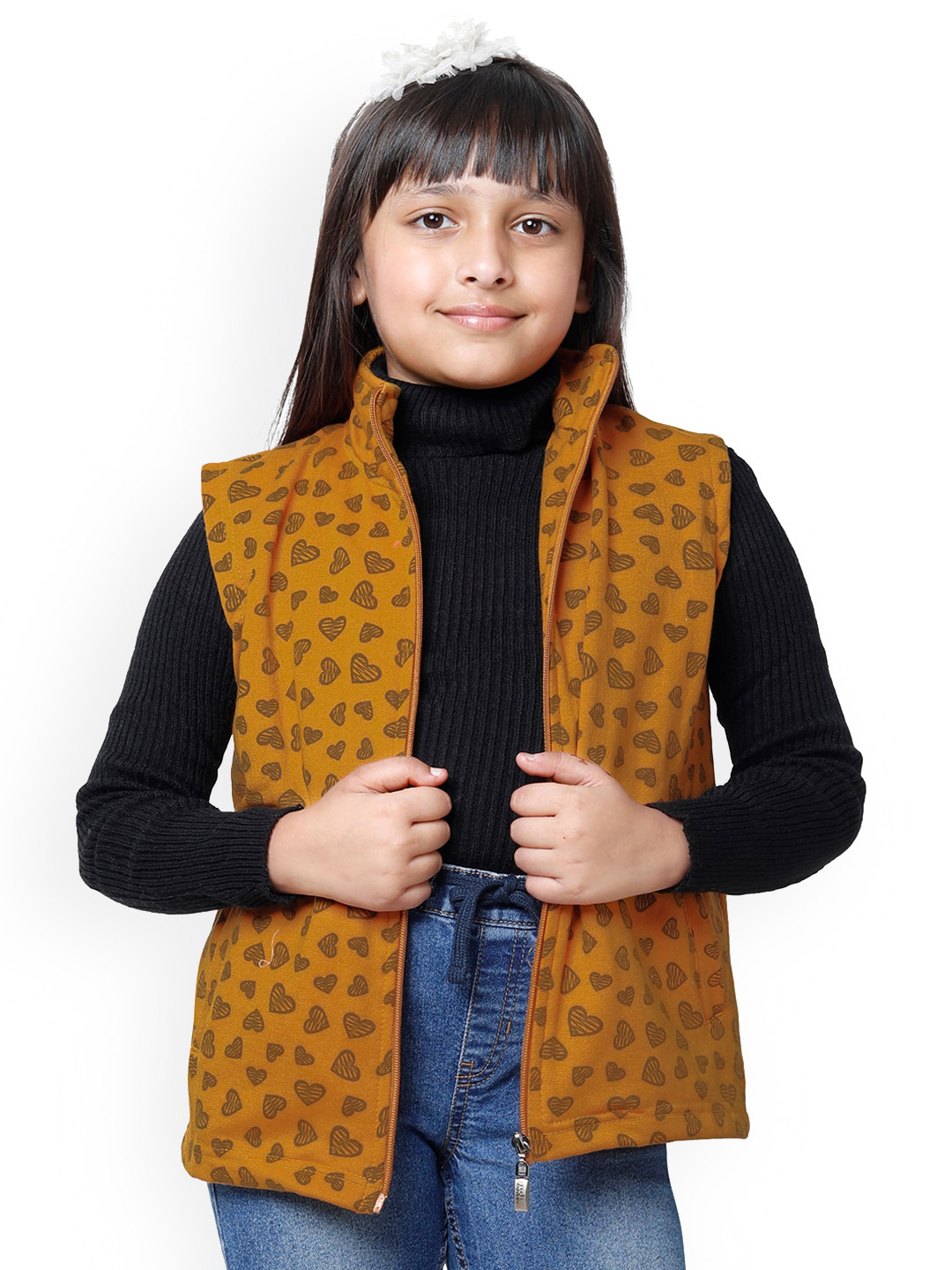 BAESD Girls Conversational Printed Sleeveless Lightweight Bomber Jacket