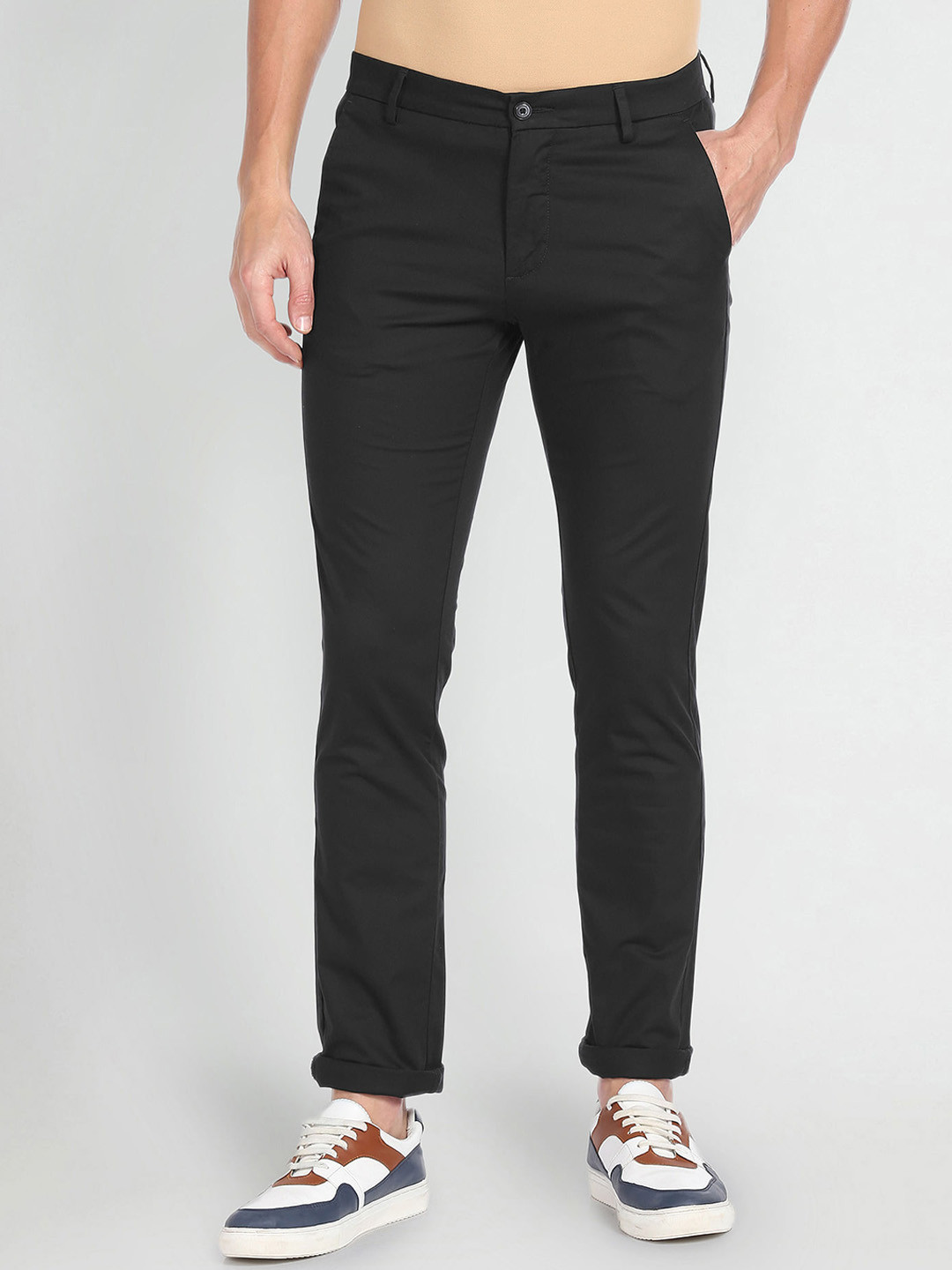 Arrow Sport Men Flat-Front Plain Slim Fit Smart Chinos