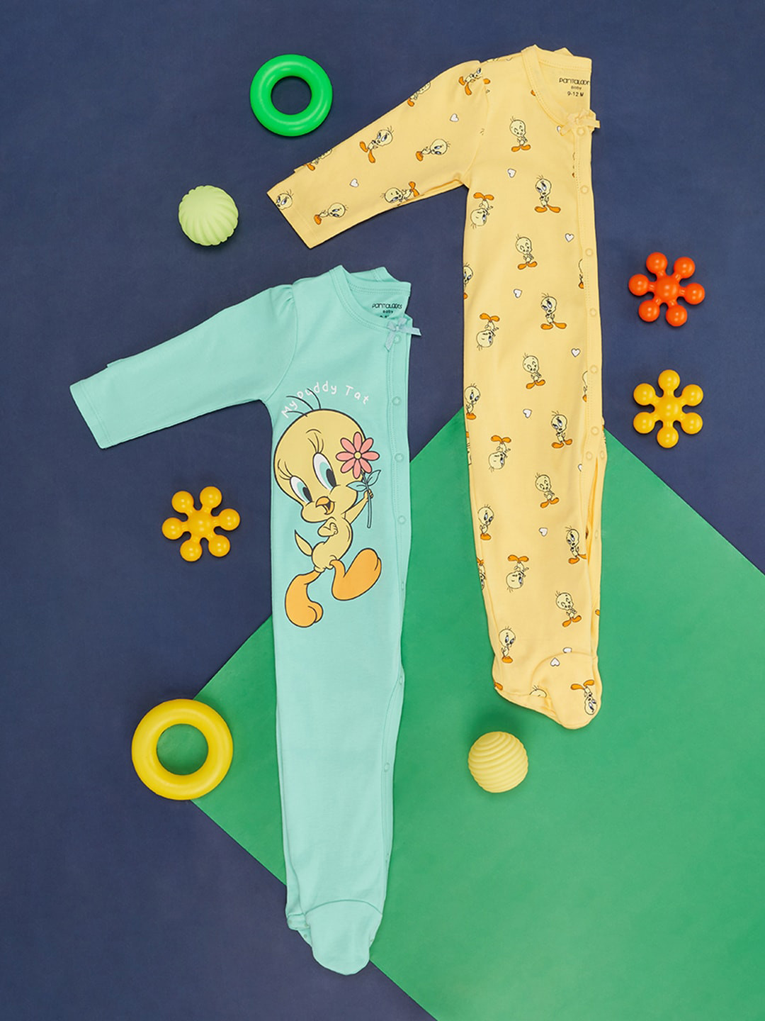 Pantaloons Baby Infants Girls Pack Of 2 Tweety Printed Cotton Sleepsuit