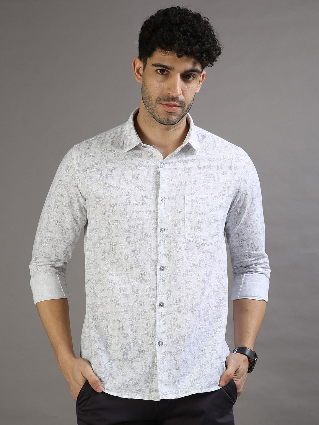 Bushirt Classic Abstract Printed Oxford Pure Cotton Casual Shirt