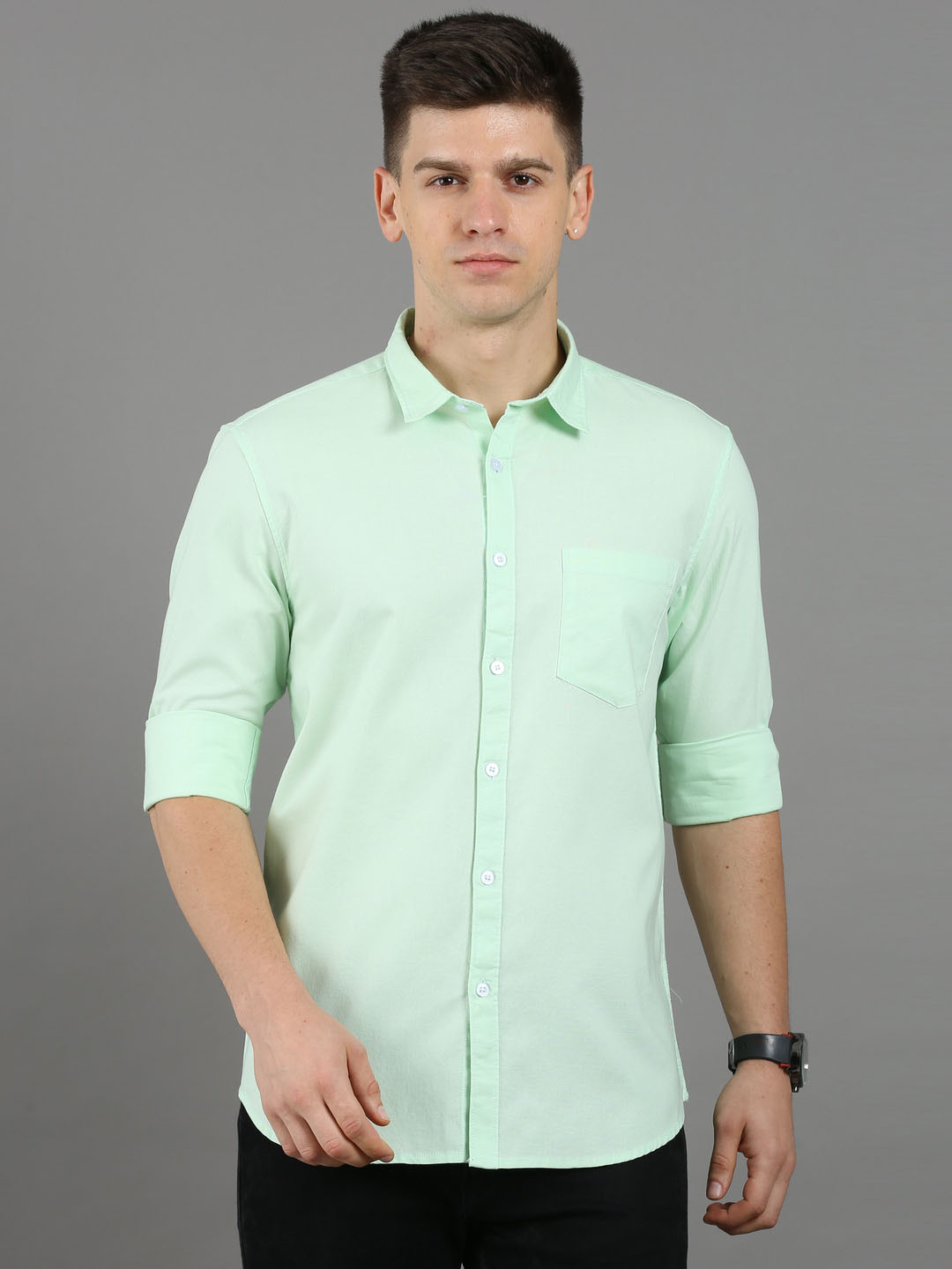 Bought First Classic Regular Fit Opaque Cotton Casual Shirt