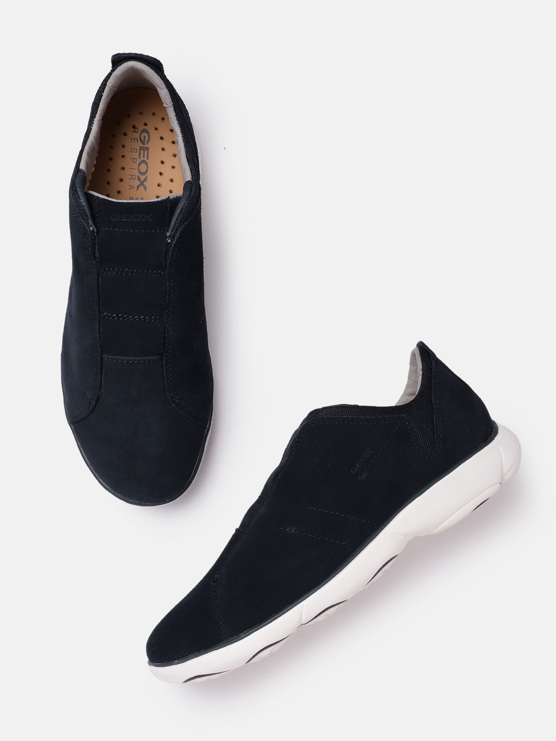 Geox Men Solid Leather Sneakers