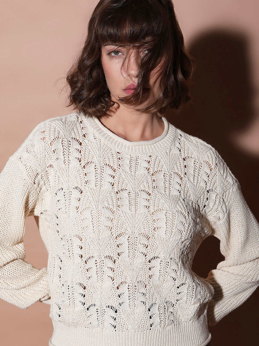 Vero Moda Open Knit Self Design Pullover