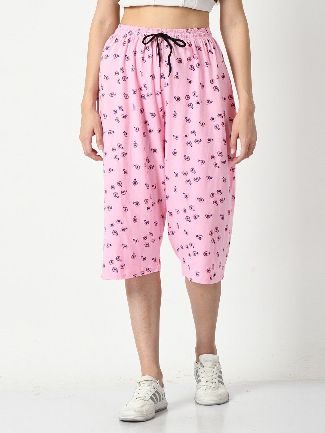 BAESD Printed Loose Fit Pure Cotton Capris