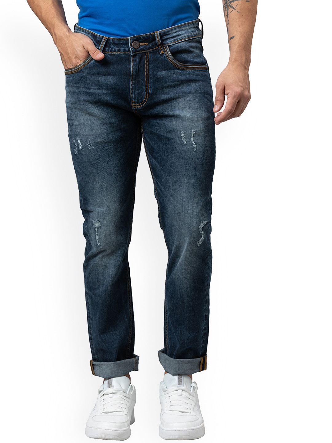Being Human Men Slim Fit Mildly Distressed Cat Scratches Heavy Fade Jeans