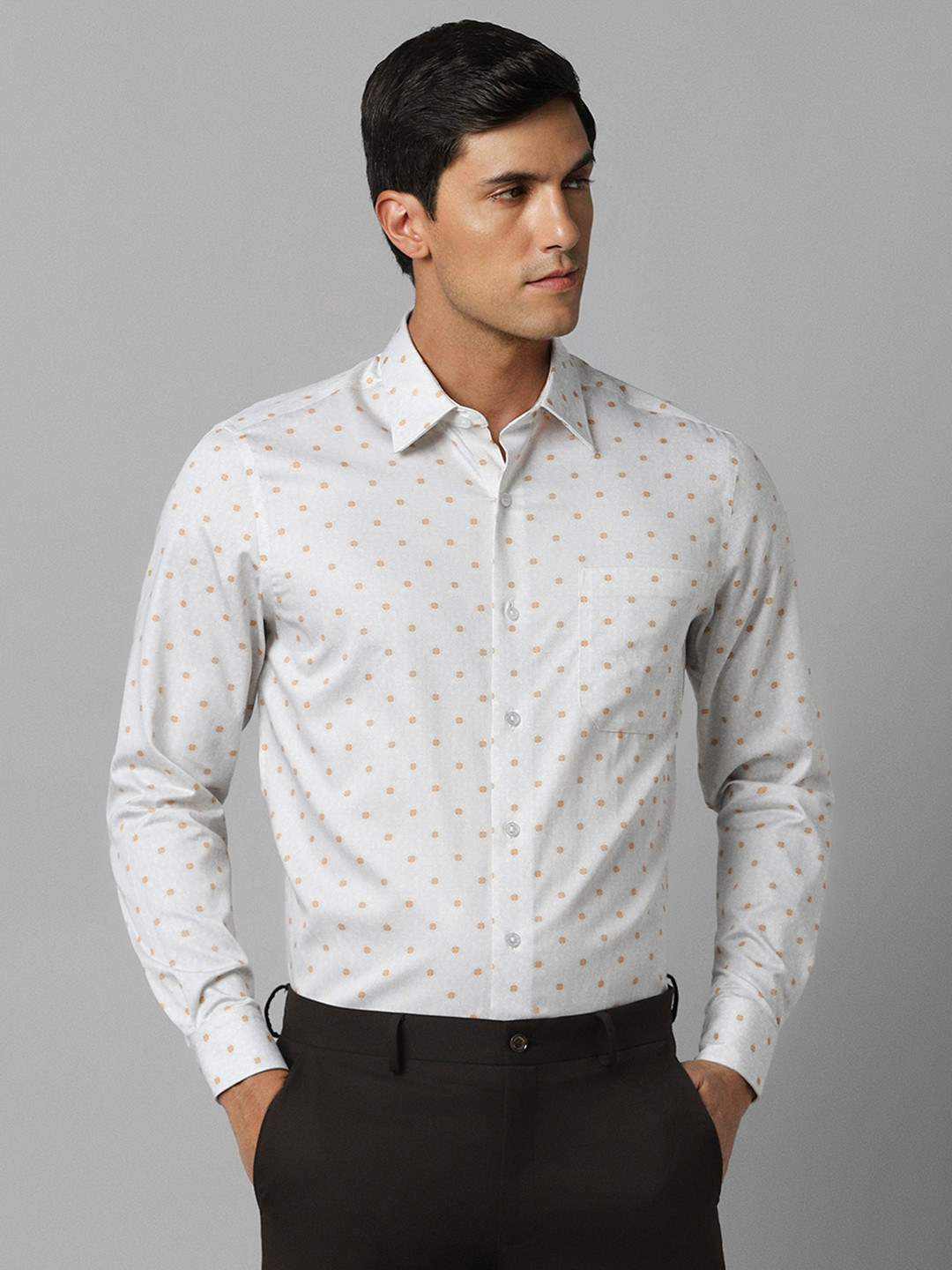 Louis Philippe Gods & Kings Ethnic Motifs Printed Spread Collar Long Sleeves Giza Cotton Casual Shirt