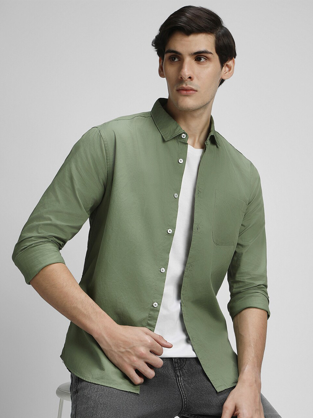 Dennis Lingo Classic Slim Fit Opaque Casual Shirt