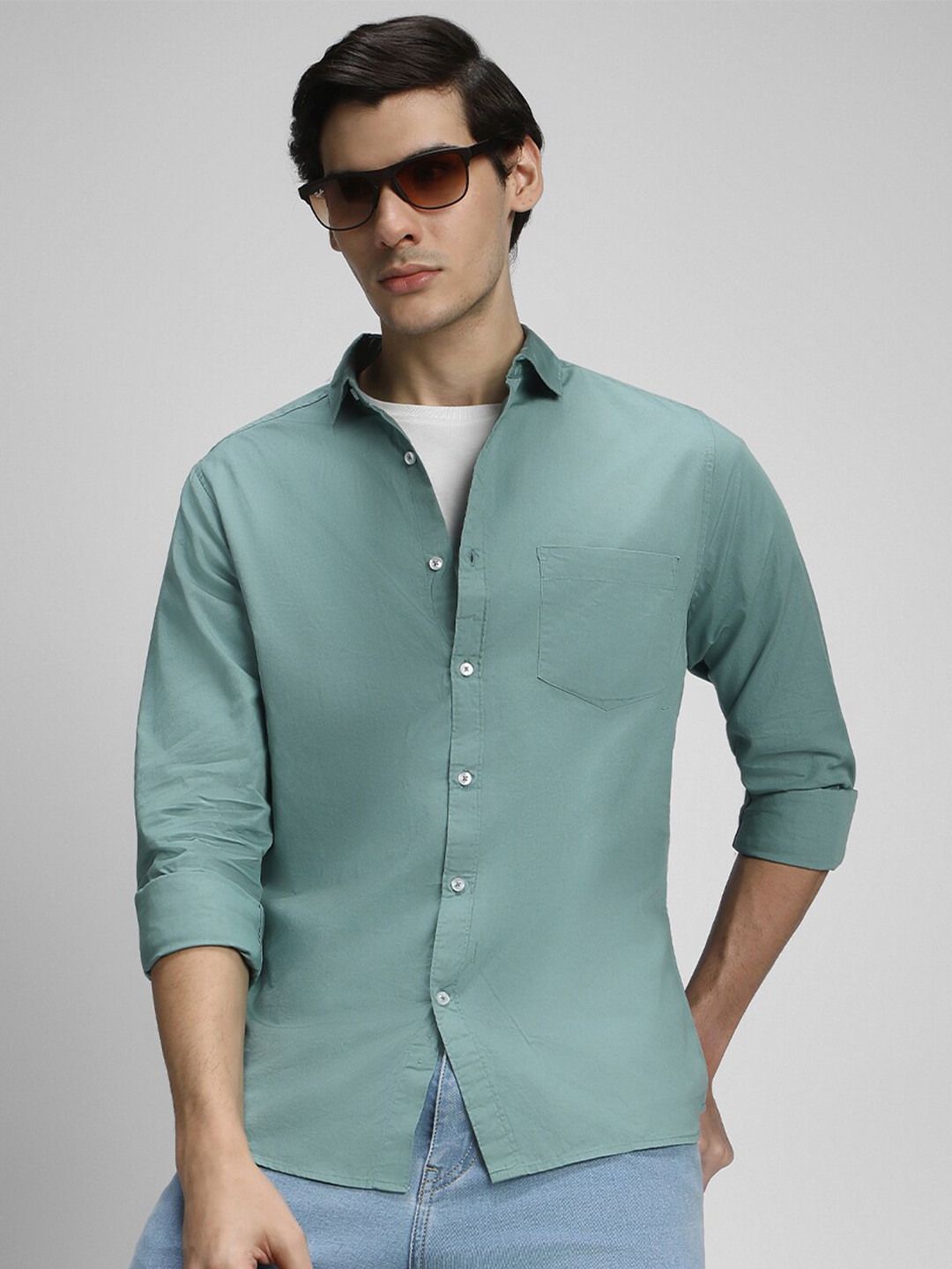 Dennis Lingo Classic Slim Fit Opaque Casual Shirt