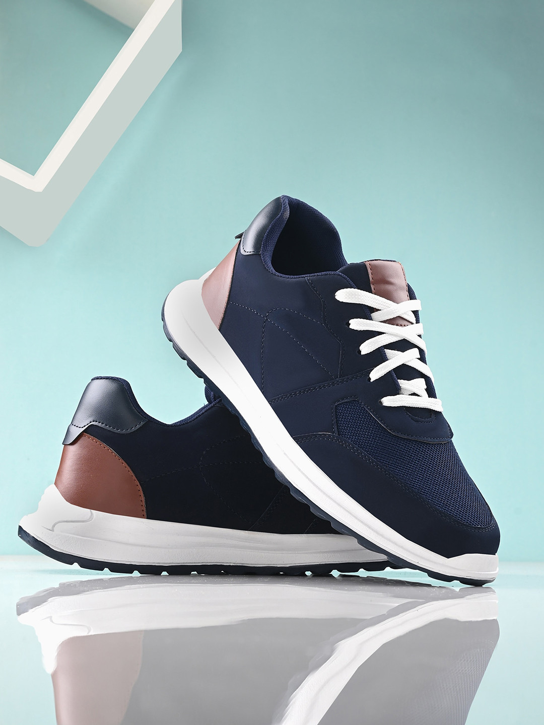 The Roadster Lifestyle Co. Men Navy Blue & Brown Colourblocked Comfort Insole Sneakers