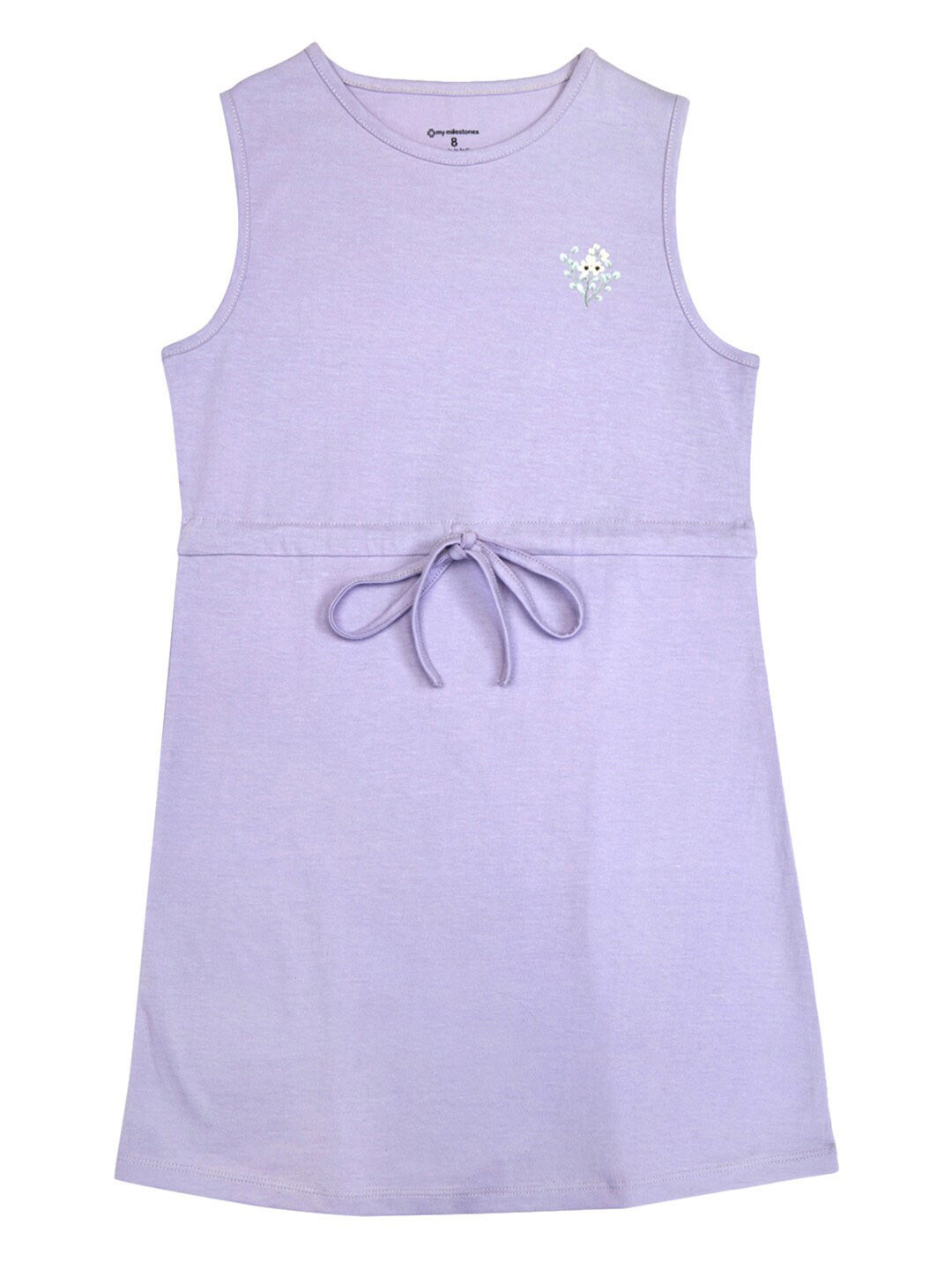 My Milestones Tie-Ups Sleeveless Cotton A-Line Dress