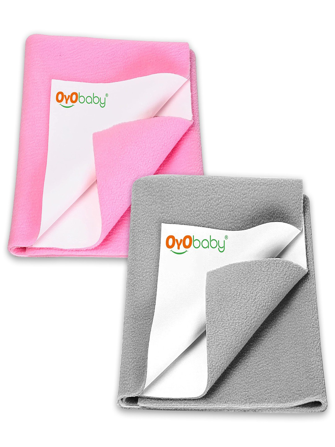 OyO Baby Pack of 2 Grey & Pink Waterproof Dry sheet Polycotton Mattress Protector
