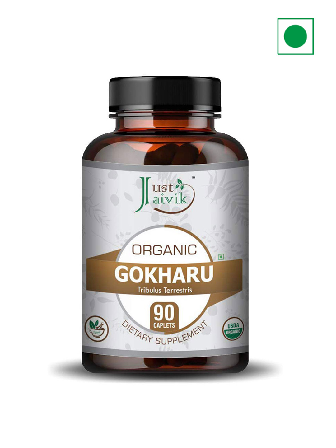 Just Jaivik Organic Gokharu Dietary Supplement Tablets - 90 Tablets