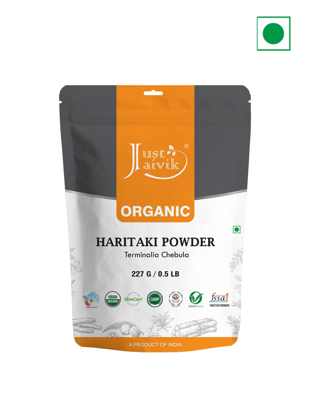Just Jaivik Organic Haritaki Powder Terminalia Chebula - 227g