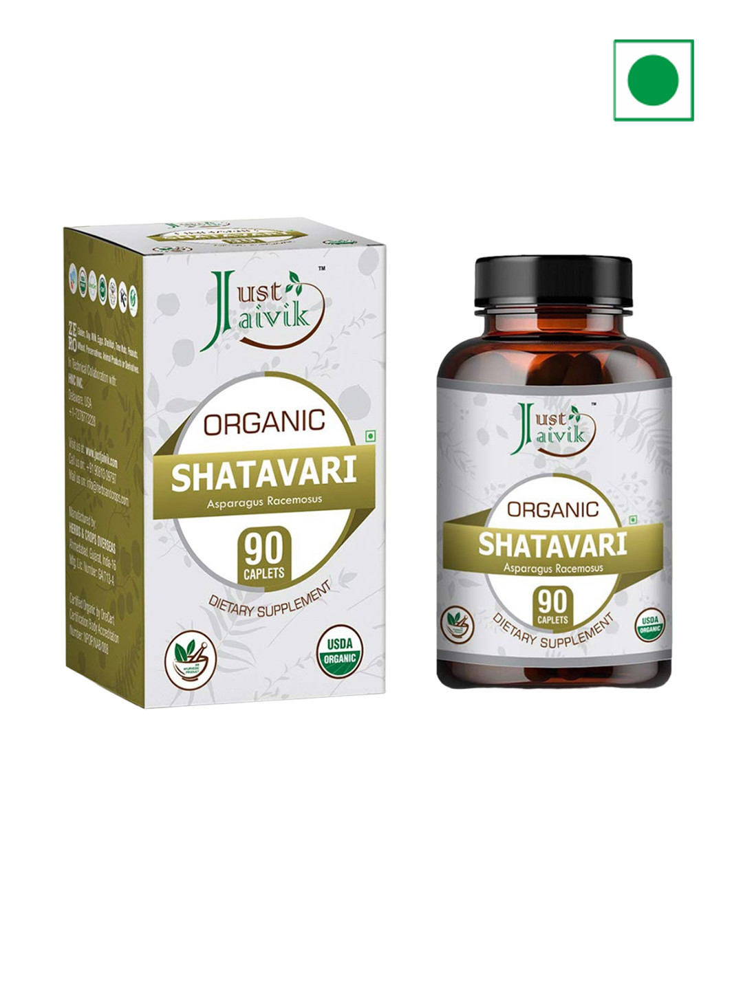 Just Jaivik Organic Shatavari Tablets - 750mg - 90 Tablets