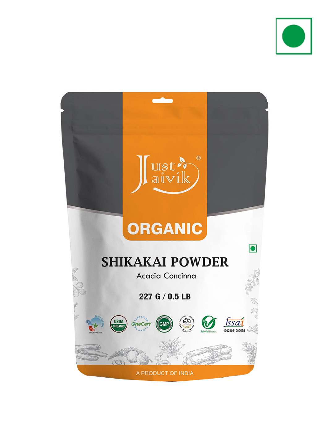 Just Jaivik Organic Shikakai Powder for Hair Care - 227g