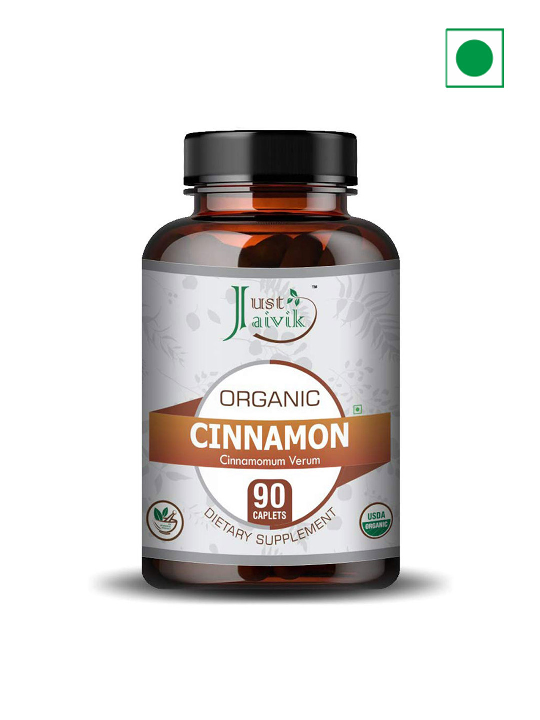 Just Jaivik Organic Cinnamon Dietary Supplement For Blood Sugar Regulation - 90 Caplets
