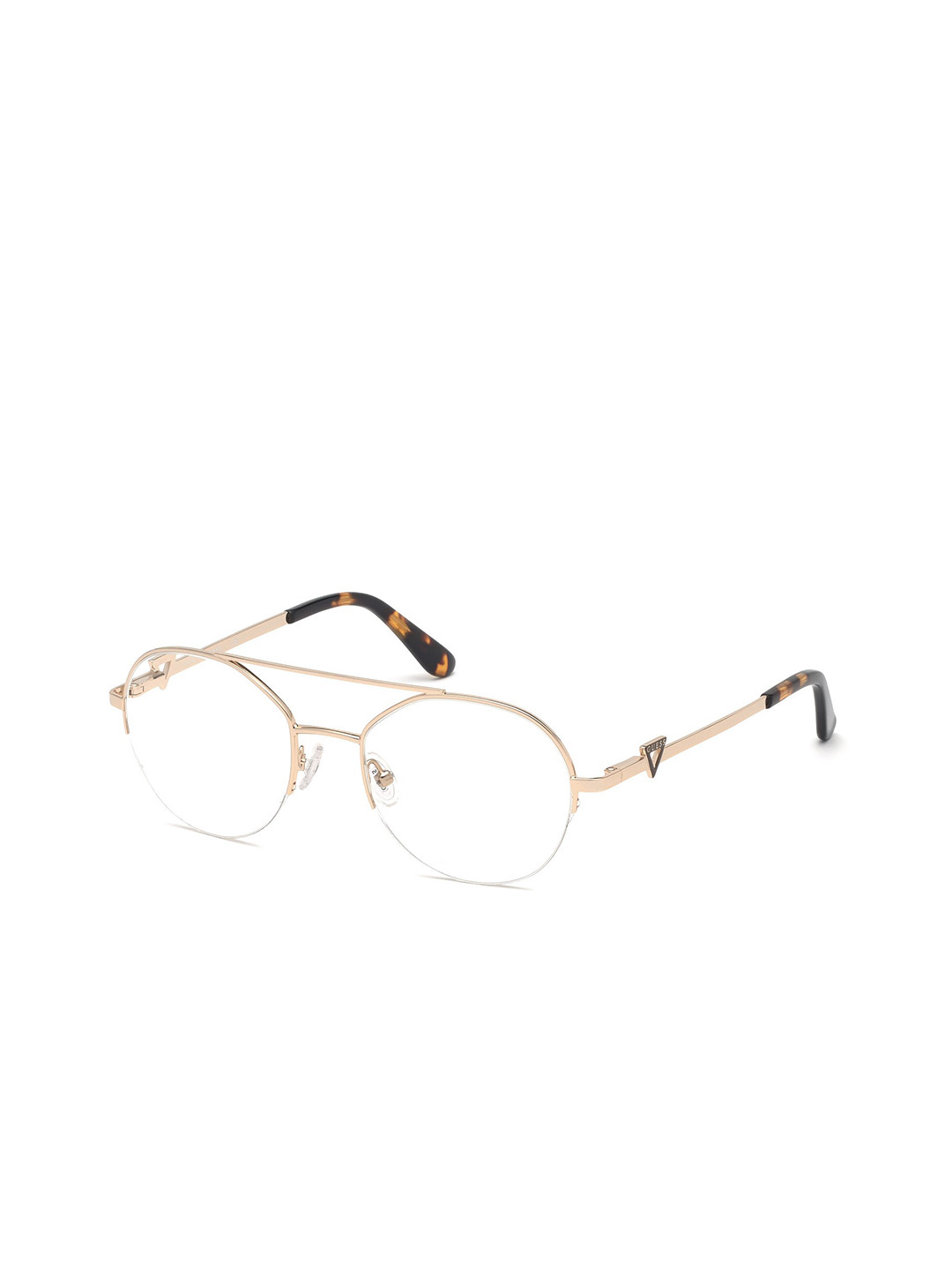 GUESS Women Gold-Toned Half Rim Round Frames