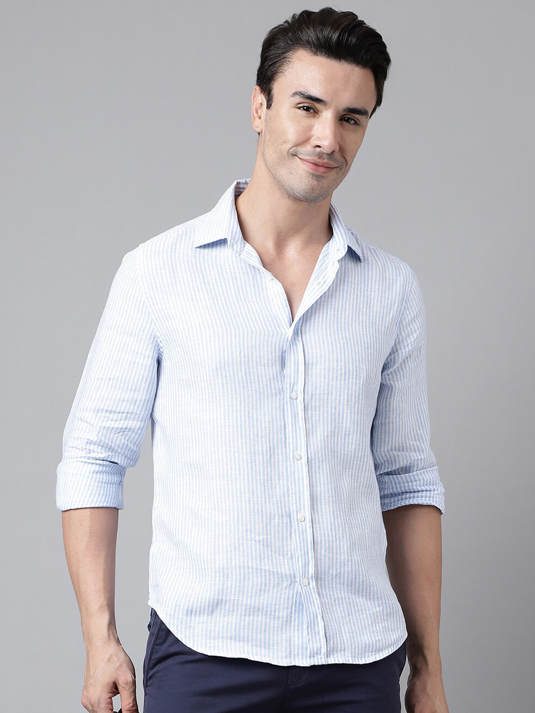 Woods Vertical Striped Linen Casual Shirt