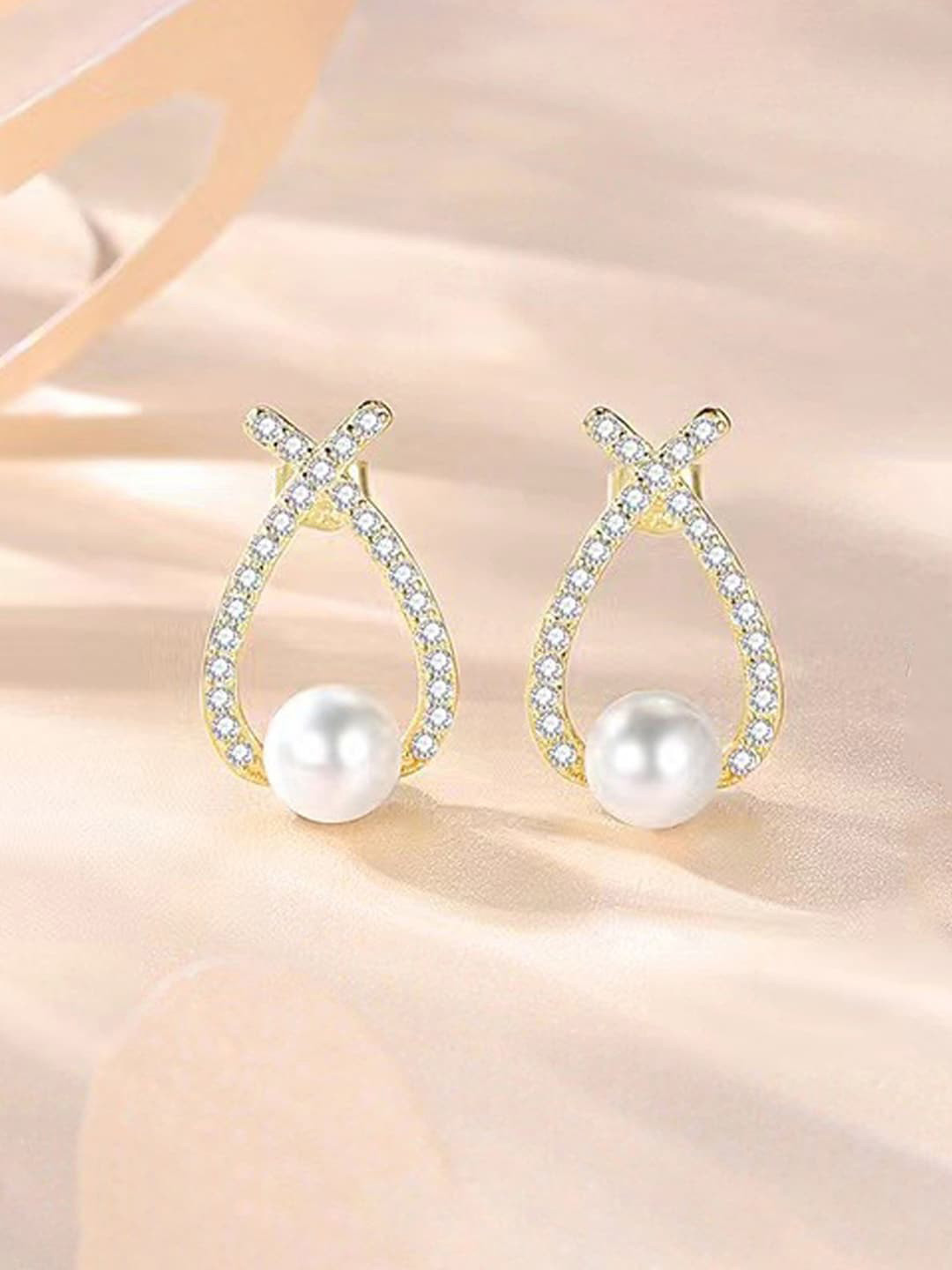 Jewels Galaxy Gold-Pated Contemporary Hoop Earrings