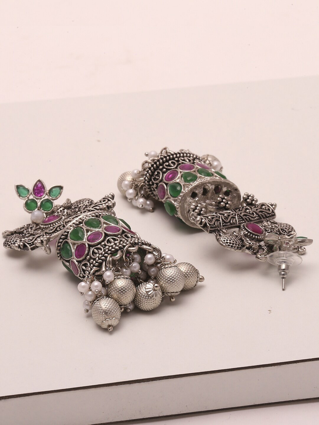 Young & Forever Brass-Plated Animal Shaped Oxidised Jhumkas