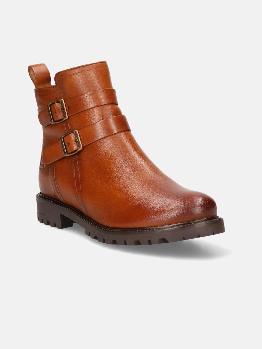 BAGATT Women Ronja Revo Cognac Leather Ankle Biker Boots