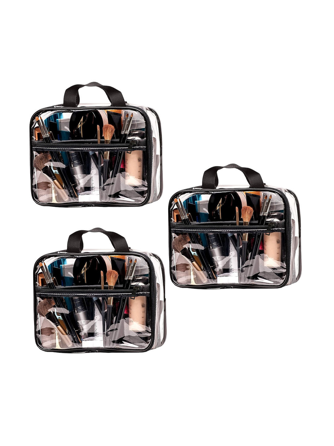 LYF5STAR Transparent & Black 3 Pieces Medium Makeup Organisers