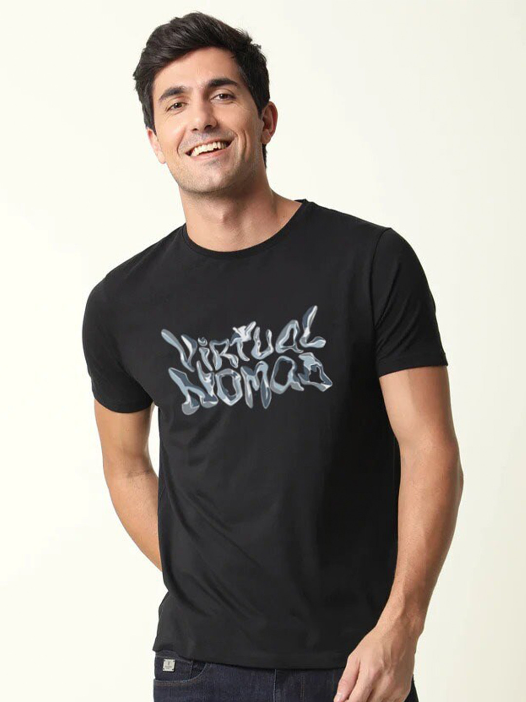 MISCHIEF MONKEY Typography Printed Pure Cotton T-shirt