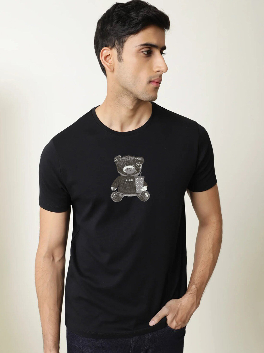 MISCHIEF MONKEY Graphic Printed Pure Cotton T-shirt