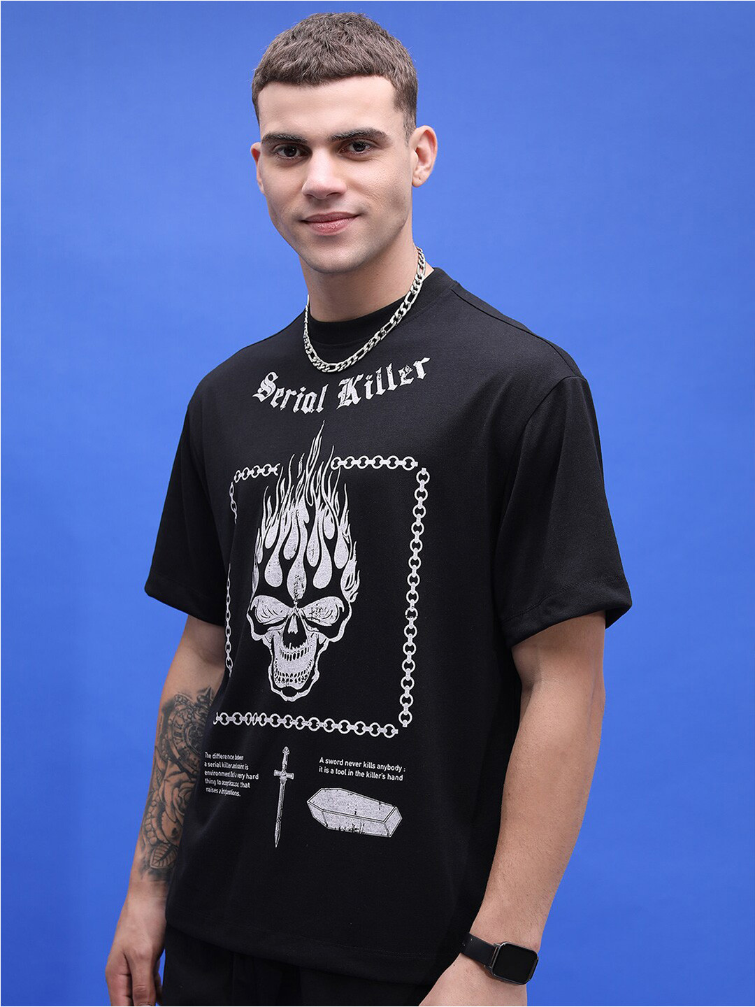 HIGHLANDER Unisex Graphic Printed Drop Shoulder Sleeves Oversized T-shirt