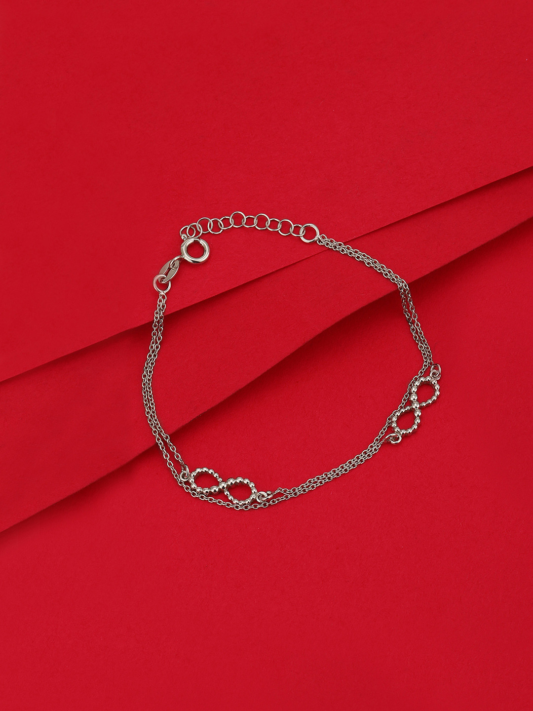 Carlton London 925 Sterling Silver Rhodium Plated with Infinity Charm Bracelet