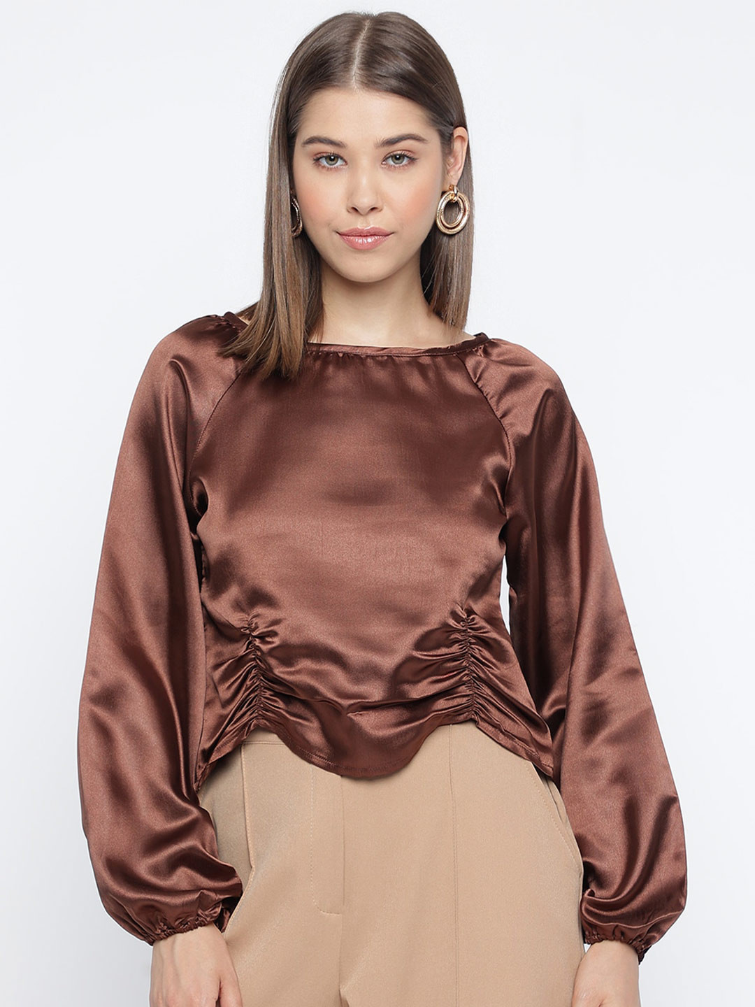 Mayra Boat Neck Raglan Sleeves Regular Top