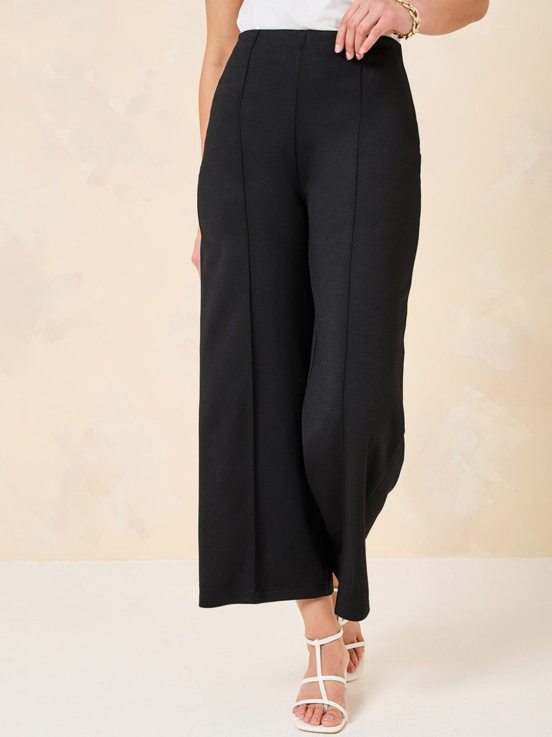 Styli Women 2 Way Stretch High Rise Straight Leg Pants With Side Slit