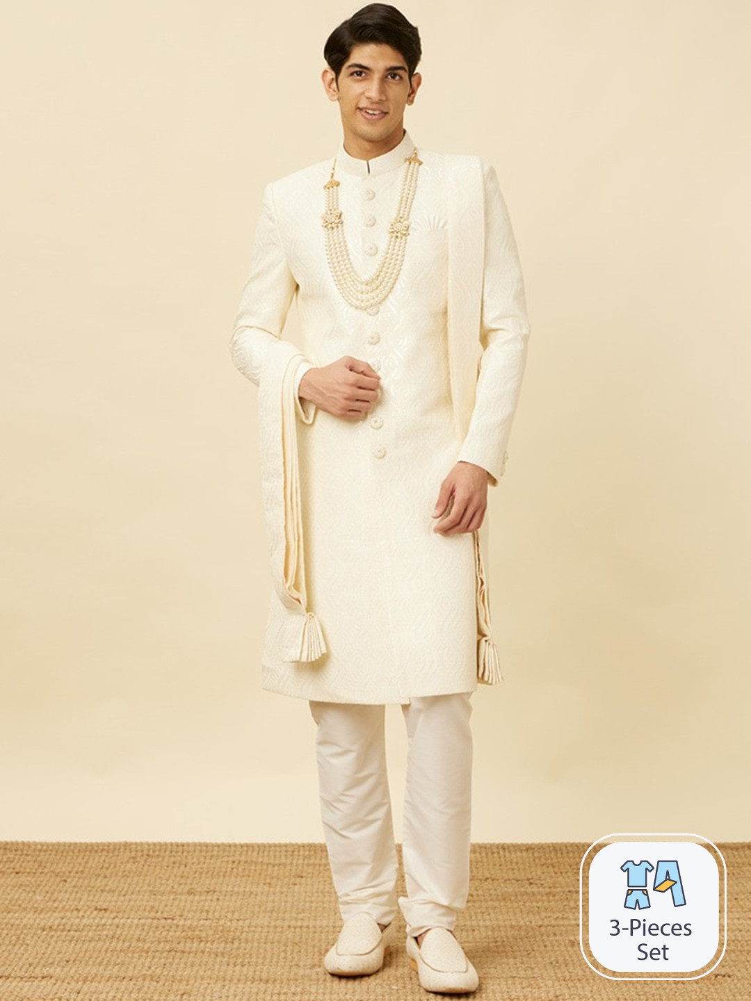 Manyavar Self-designed Traditional Sherwani Set