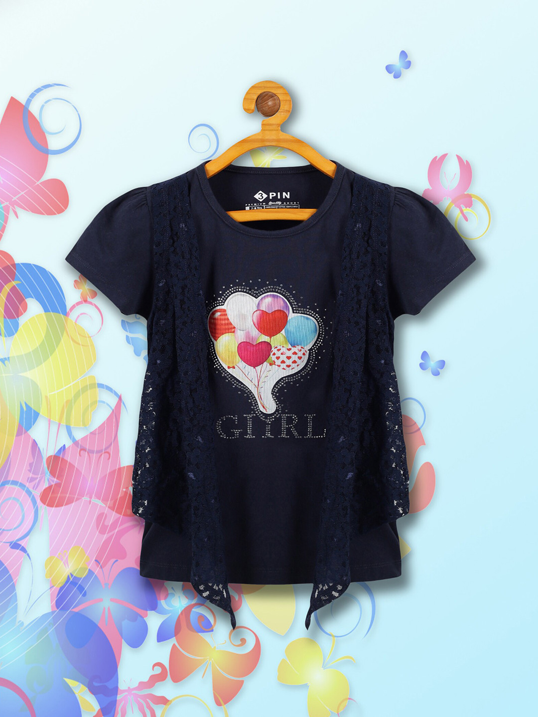 3PIN Graphic Printed Round Neck Cotton Top