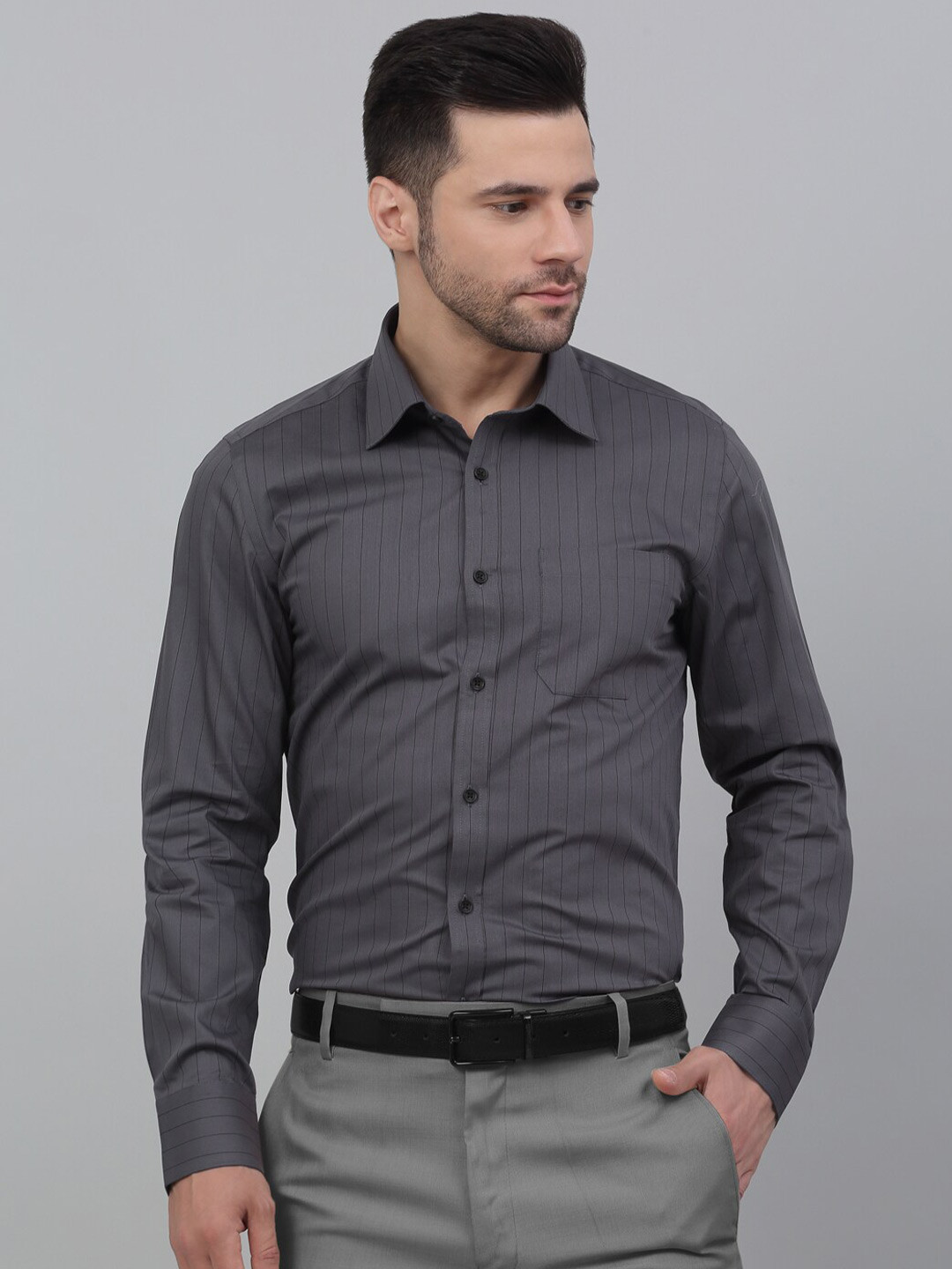 LOUIS STITCH Comfort Vertical Stripes Spread Collar Long Sleeve Pure Cotton Formal Shirt