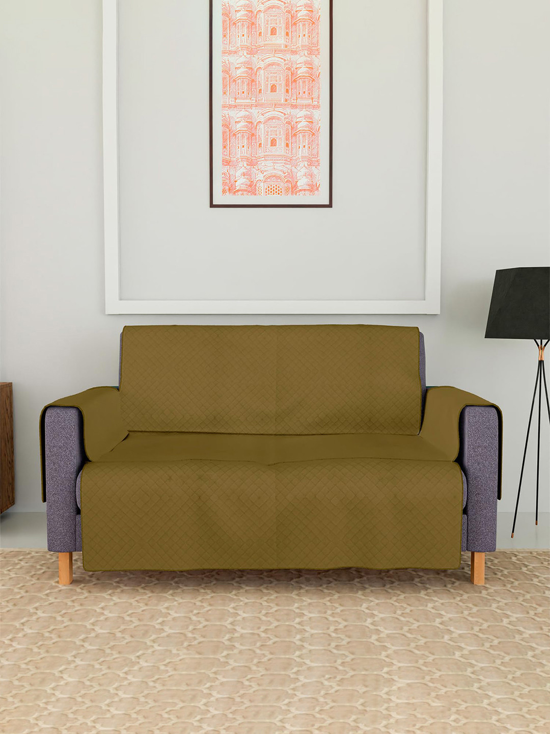 Kuber Industries 450GSM 2-Seater Velvet Sofa Cover