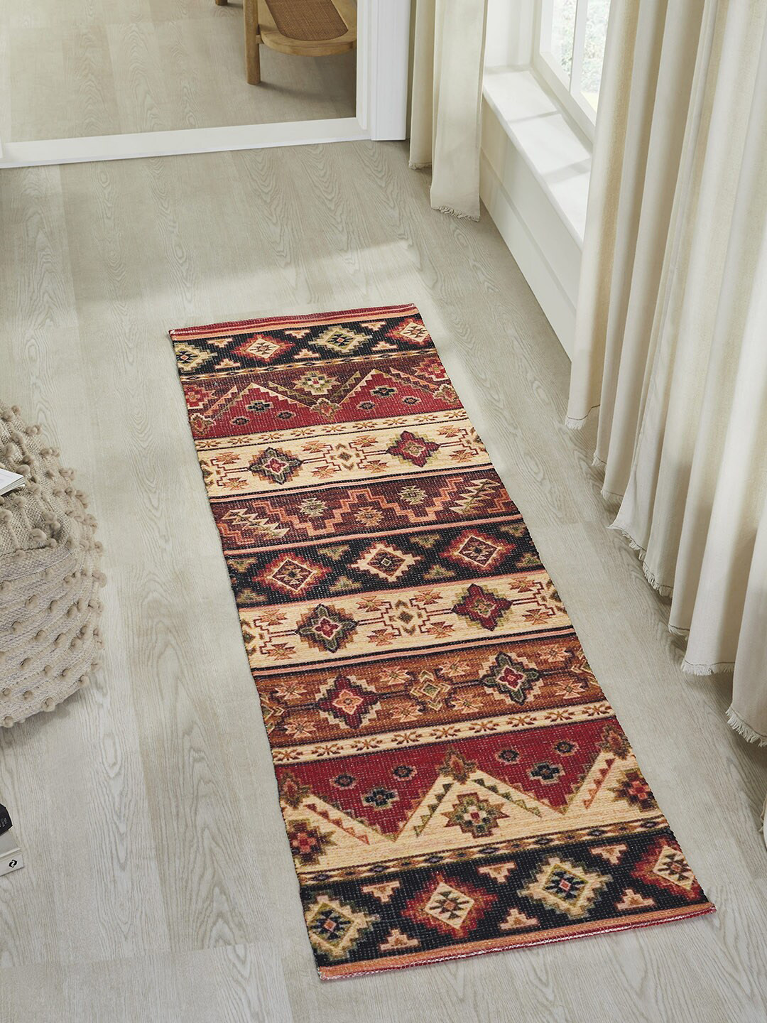 Mona B Brown Printed Floor Runner
